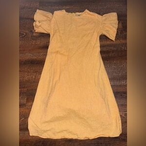 Cremieux  Women’s Yellow Gold Linen Blend  Short Sleeve Shirt Dress  Size 4